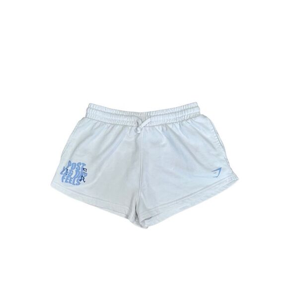 gymshark leg day short regular fit pull on cotton gym post leg day feels white S - Picture 2 of 10